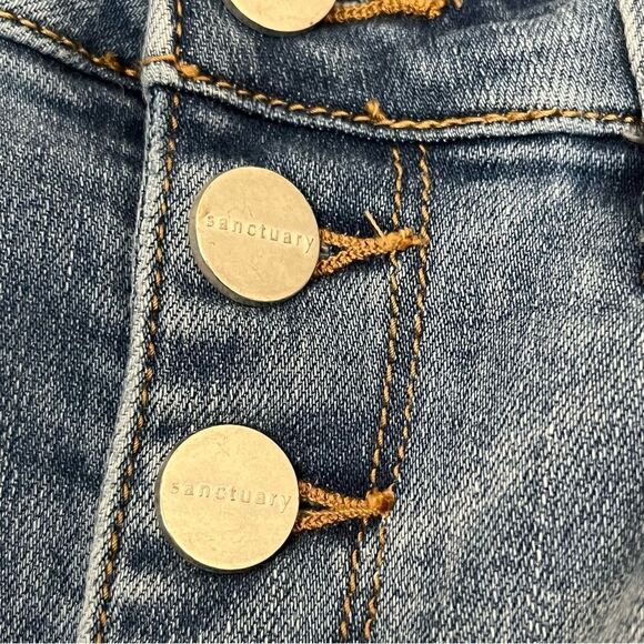 Sanctuary Connector Kick-Crop Button Front Jeans Sahara Blue Light Wash 26 - Picture 4 of 6